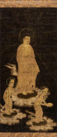 A Japanese Hanging Scroll Depicting Amida Raigo: Welcoming Descent of the Buddha Amida, Muromachi Period 日本室町时代 佛陀臨世圖