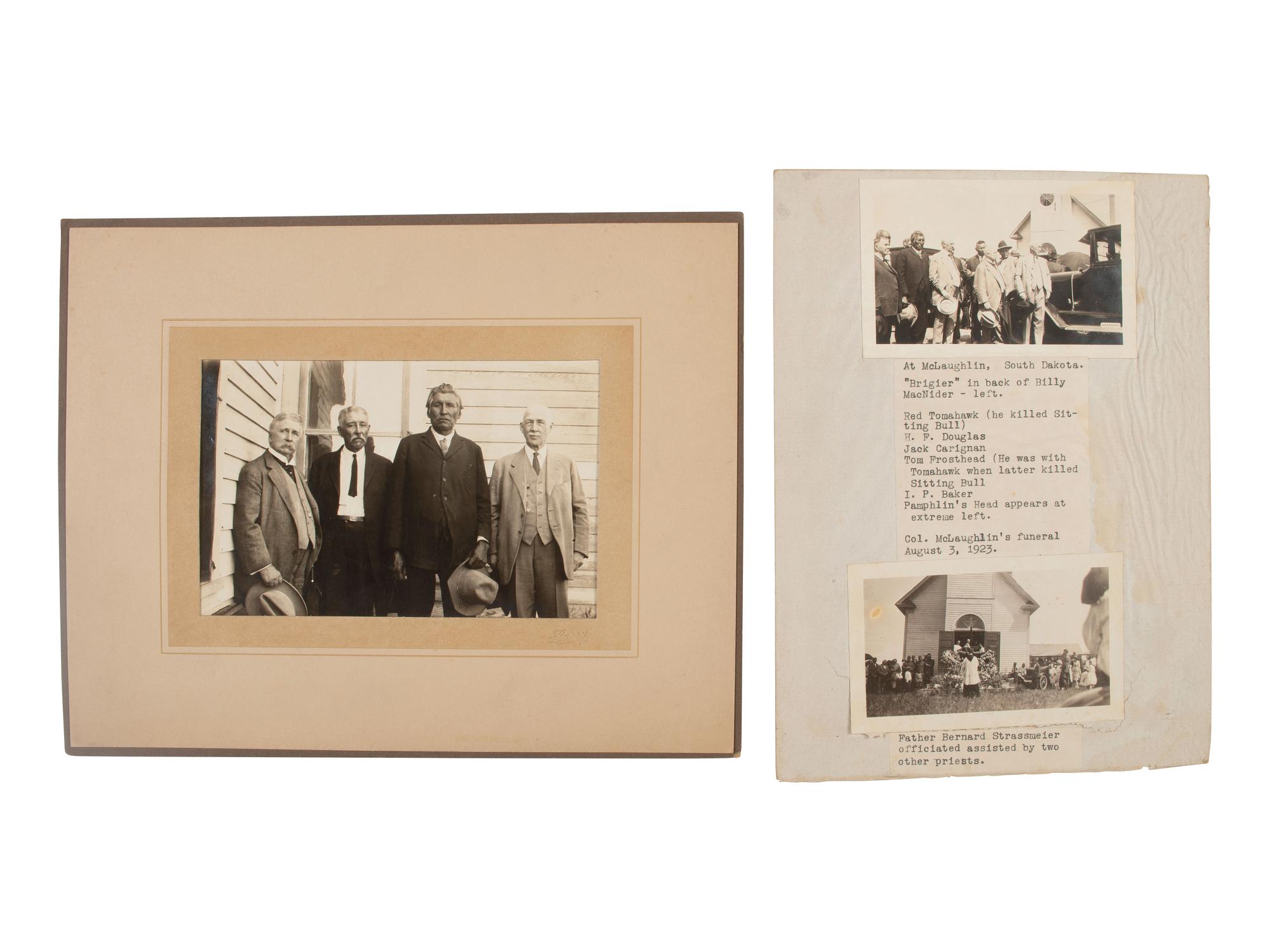 Four photographs of attendees of the funeral of US Indian Agent, Major James McLaughlin, incl. images by D.F. BARRY.