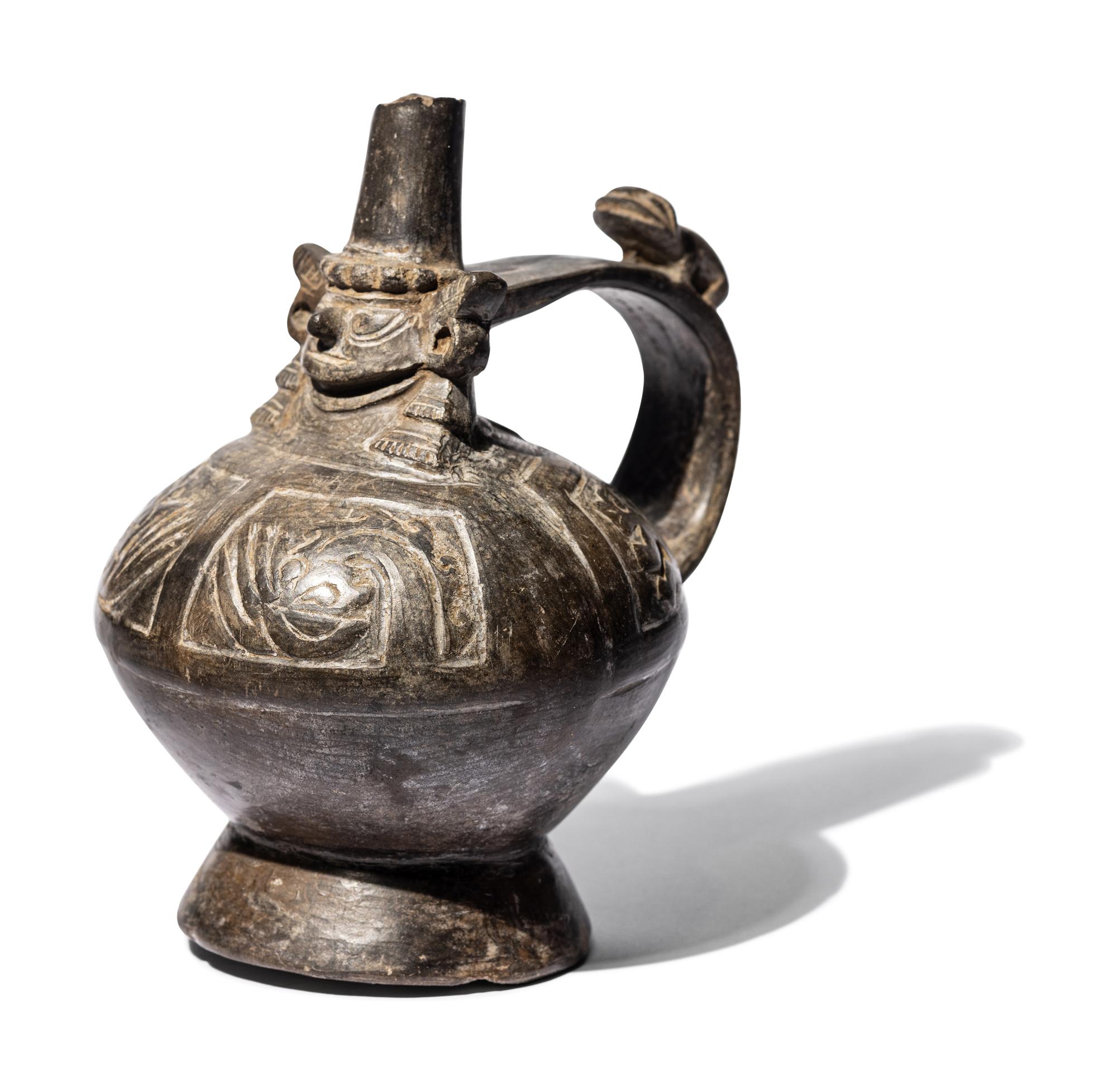 A Sican Blackware Stirrup Vessel