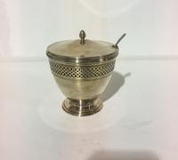 An American Silver Jam or Mustard Server, Tiffany & Co., New York, NY, 1913-1914, together with an English silver spoon, maker's mark W