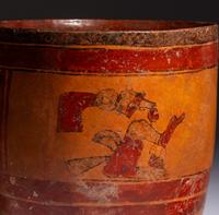 A Maya Polychrome Cylinder Vessel