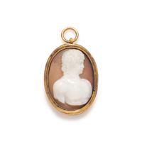 A Neoclassical Gold and Onyx Cameo Pendant with a Bust of Antinous