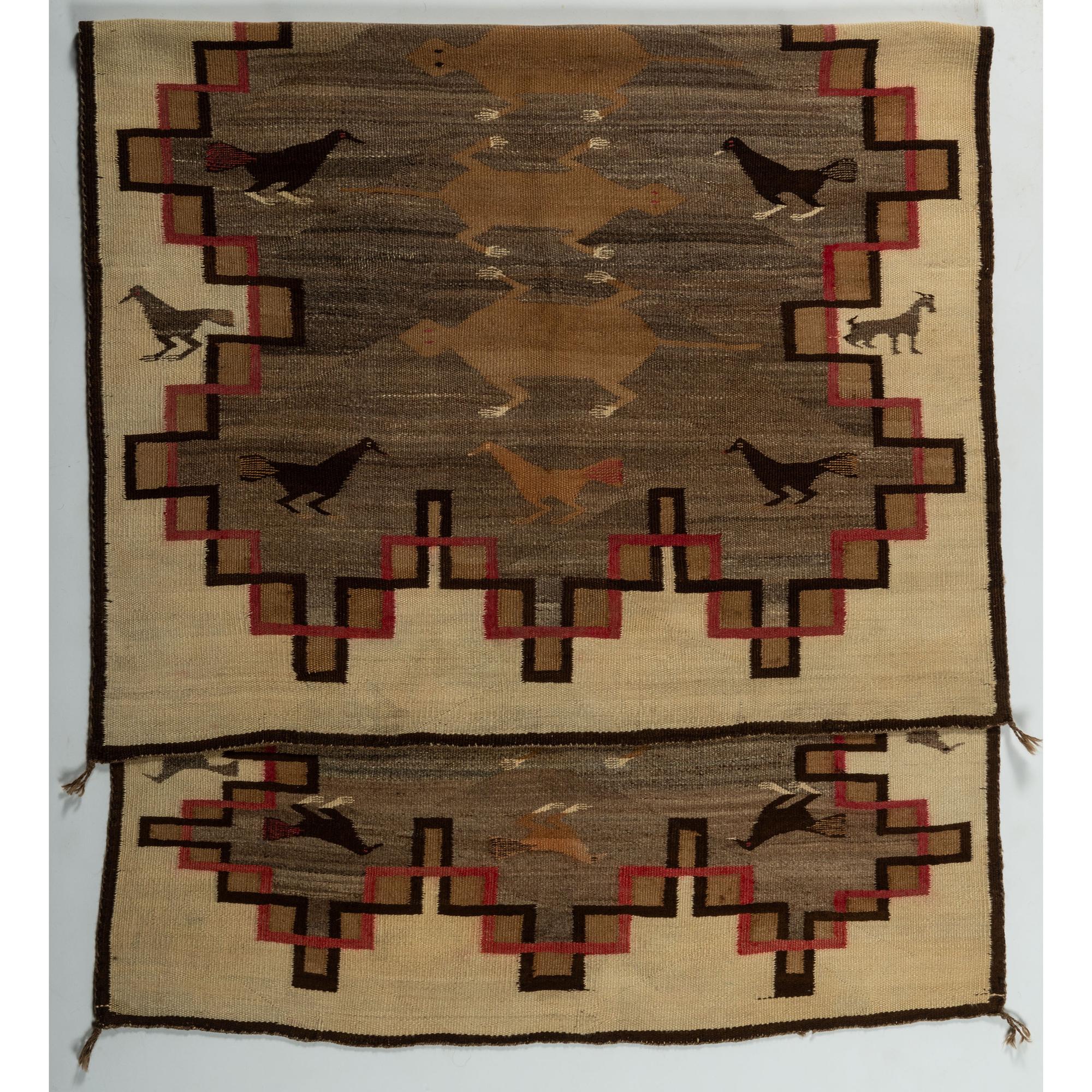 Navajo Pictorial Weaving / Rug, with Chickens and Lizards