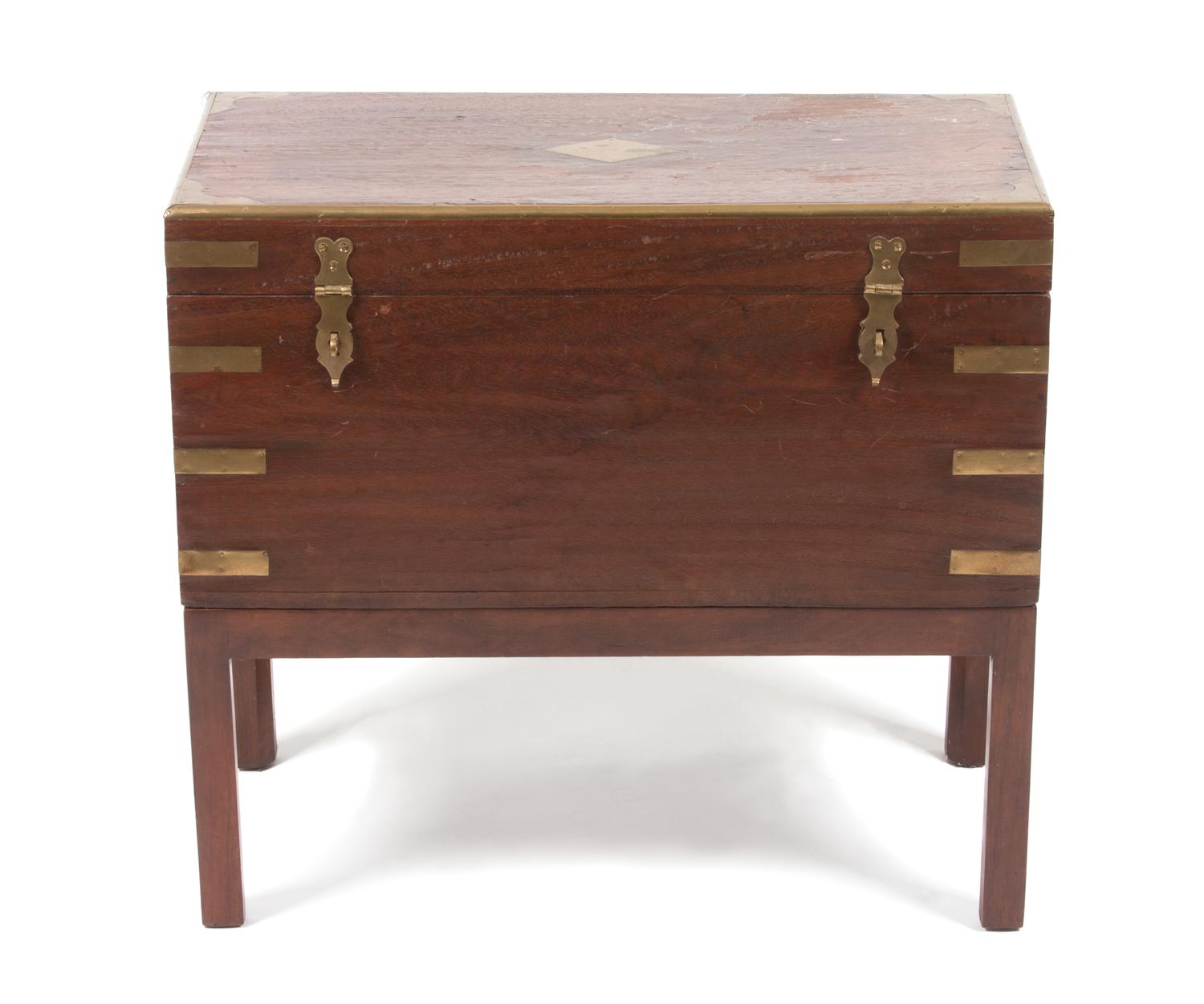 A George III Style Brass Banded Mahogany Campaign Chest Width 24 inches. — 19TH/20TH CENTURY
