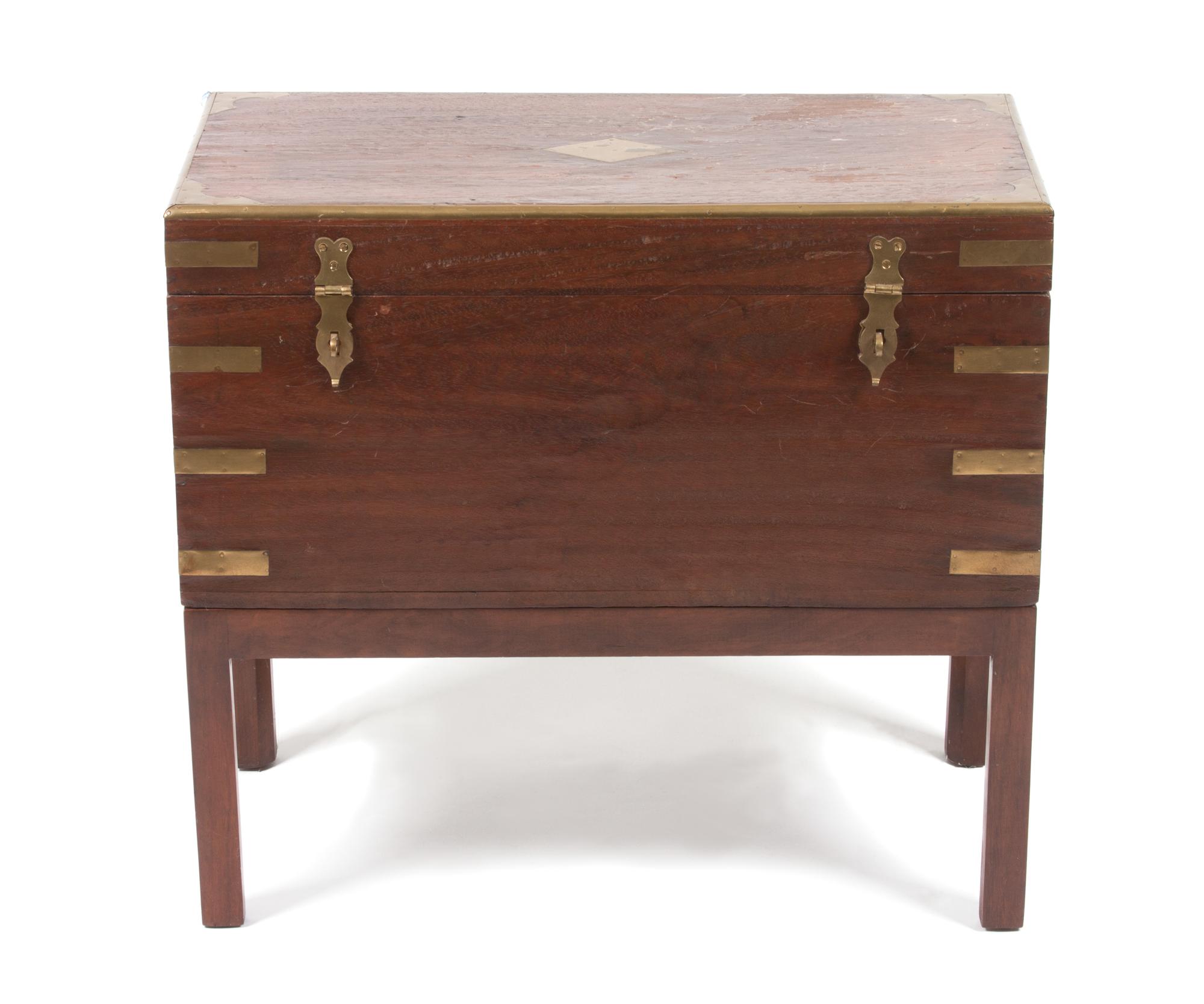 A George III Style Brass Banded Mahogany Campaign Chest Width 24 inches. — 19TH/20TH CENTURY