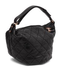 Chanel, Black Quilted Leather Hobo Bag