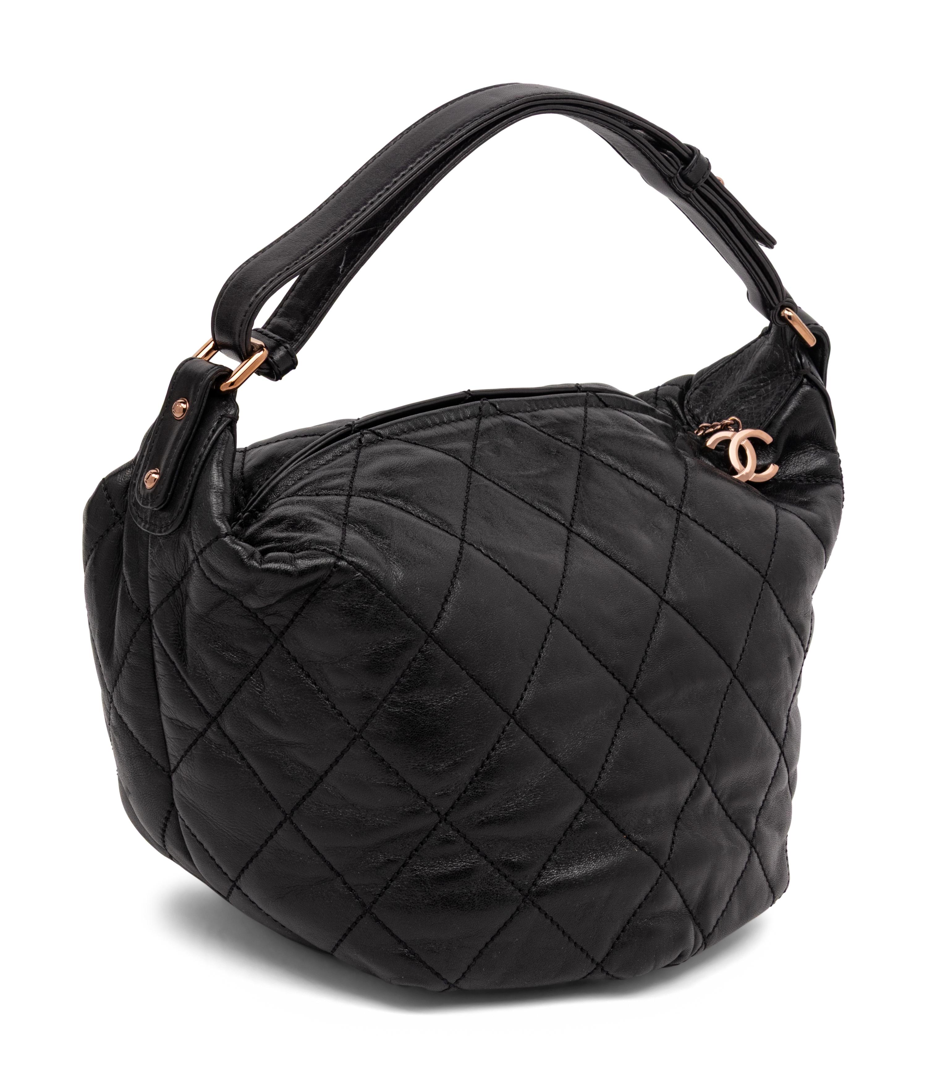 Chanel, Black Quilted Leather Hobo Bag