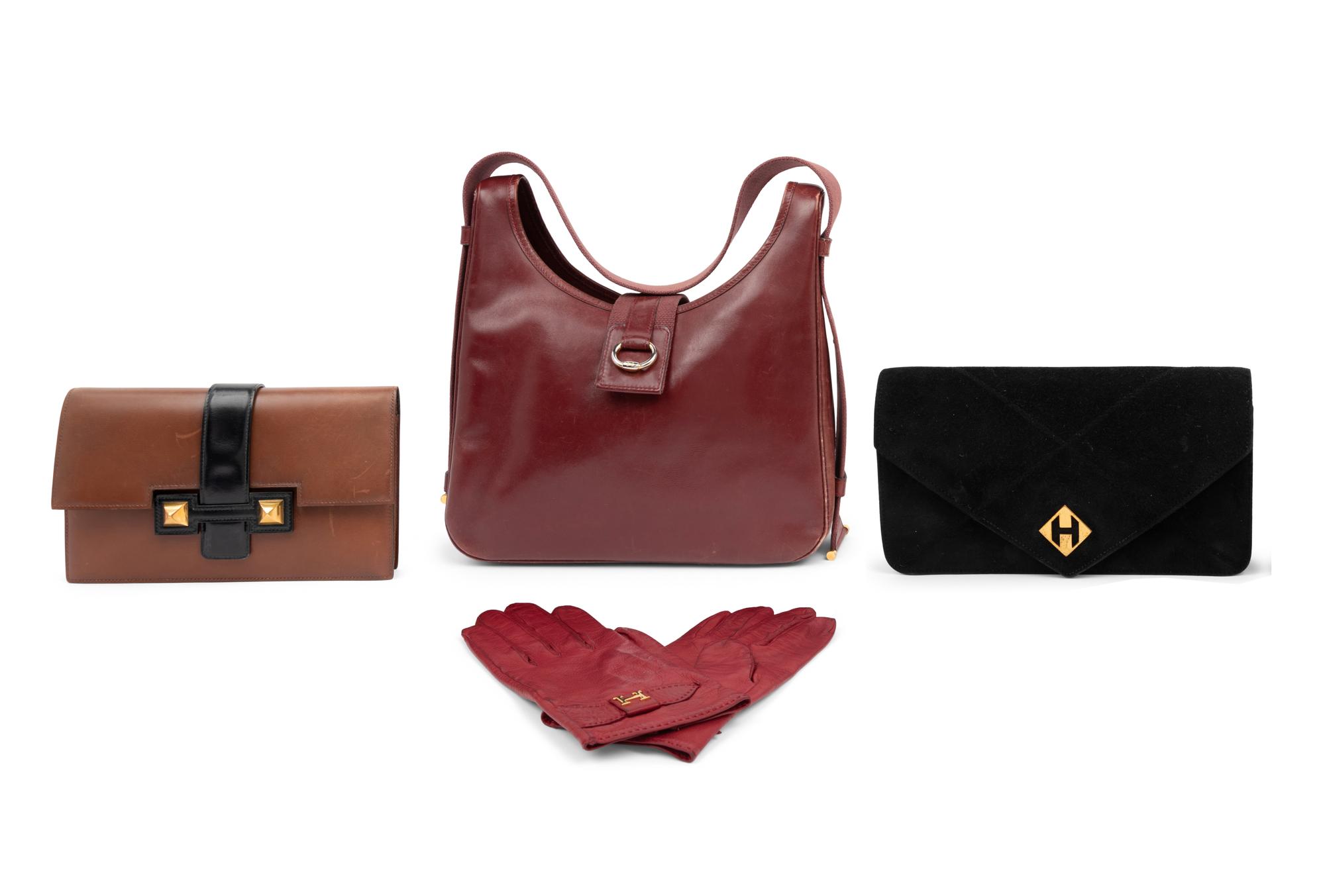 Four Hermès Items: Three Bags and One Pair of Gloves, 1970s