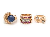 COLLECTION OF ROSE GOLD RETRO STYLE RINGS