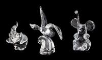 Three Crystal Animal Figures Height of tallest 9 1/4 inches. — 20TH CENTURY