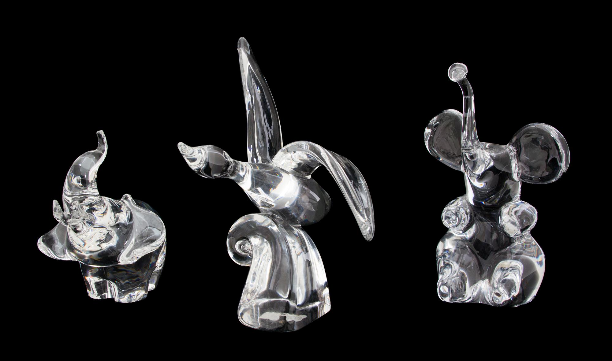 Three Crystal Animal Figures Height of tallest 9 1/4 inches. — 20TH CENTURY