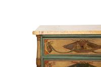 A Pair of Italian Painted Commodini with Marble Tops