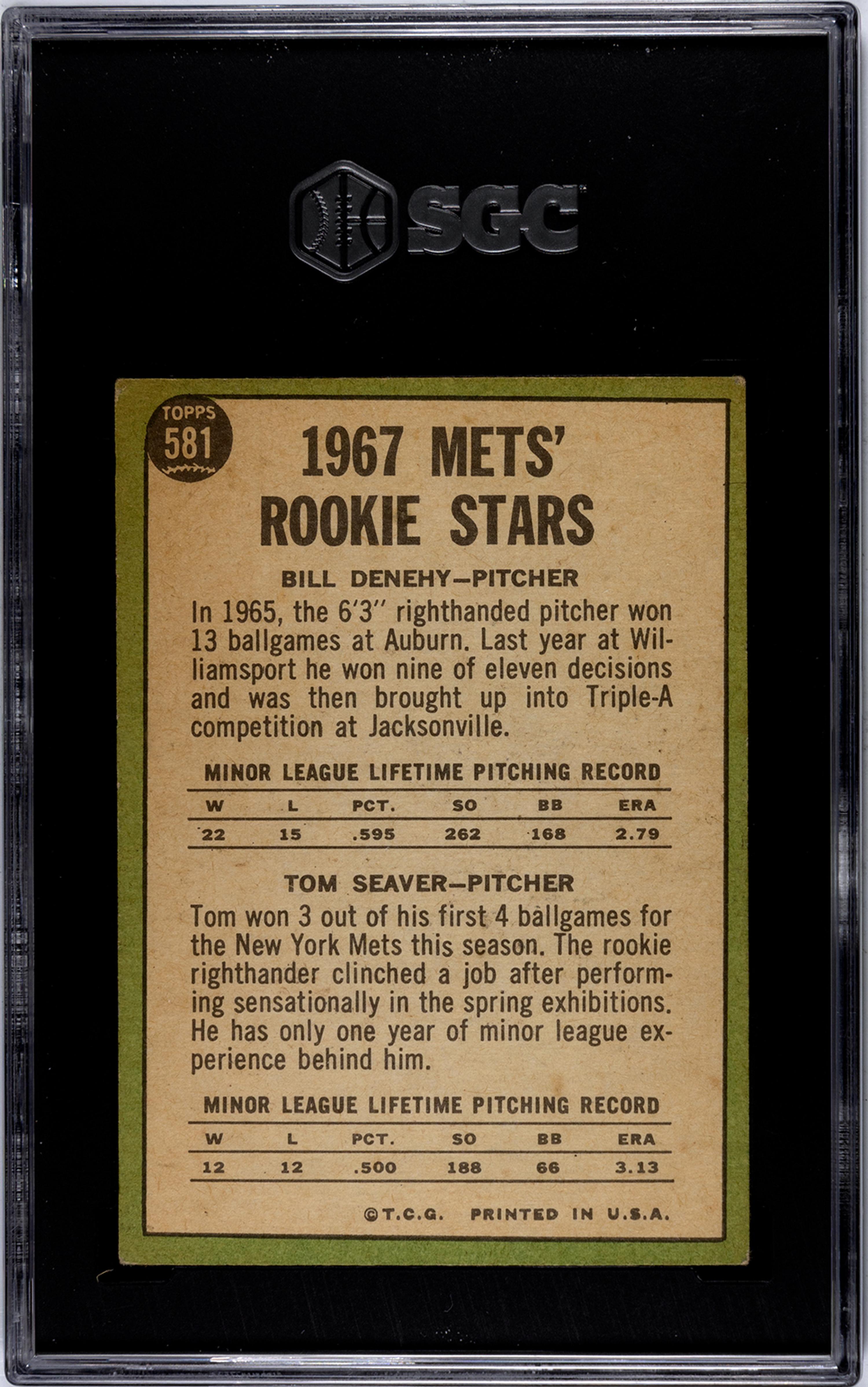 A 1967 Topps Tom Seaver Rookie Baseball Card No. 581 (SGC 4.5 VG-EX)