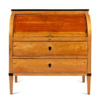 A Biedermeier Part-Ebonized Birch Cylinder Bureau