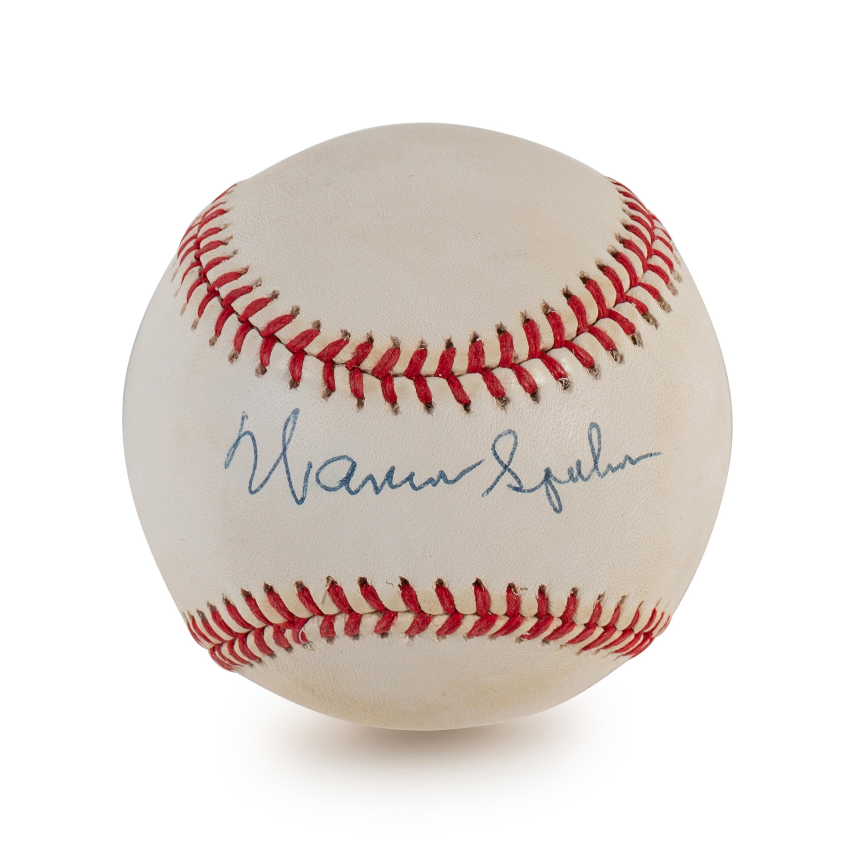 A Group of Four Milwaukee Braves Hall of Fame Signed Autograph Items Including Eddie Mathews and Warren Spahn (BAS Beckett Authentication Services Certified),