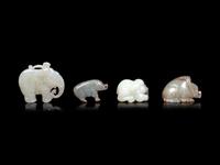 Four Chinese Celadon Jade Carvings of Animals