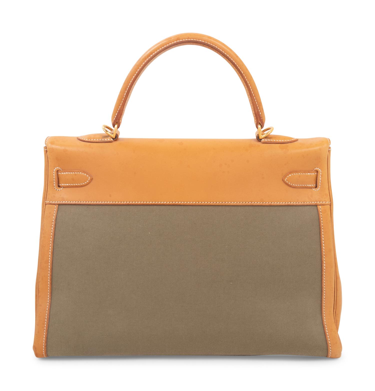 Hermès Leather and Canvas 35cm Kelly Bag, 2007