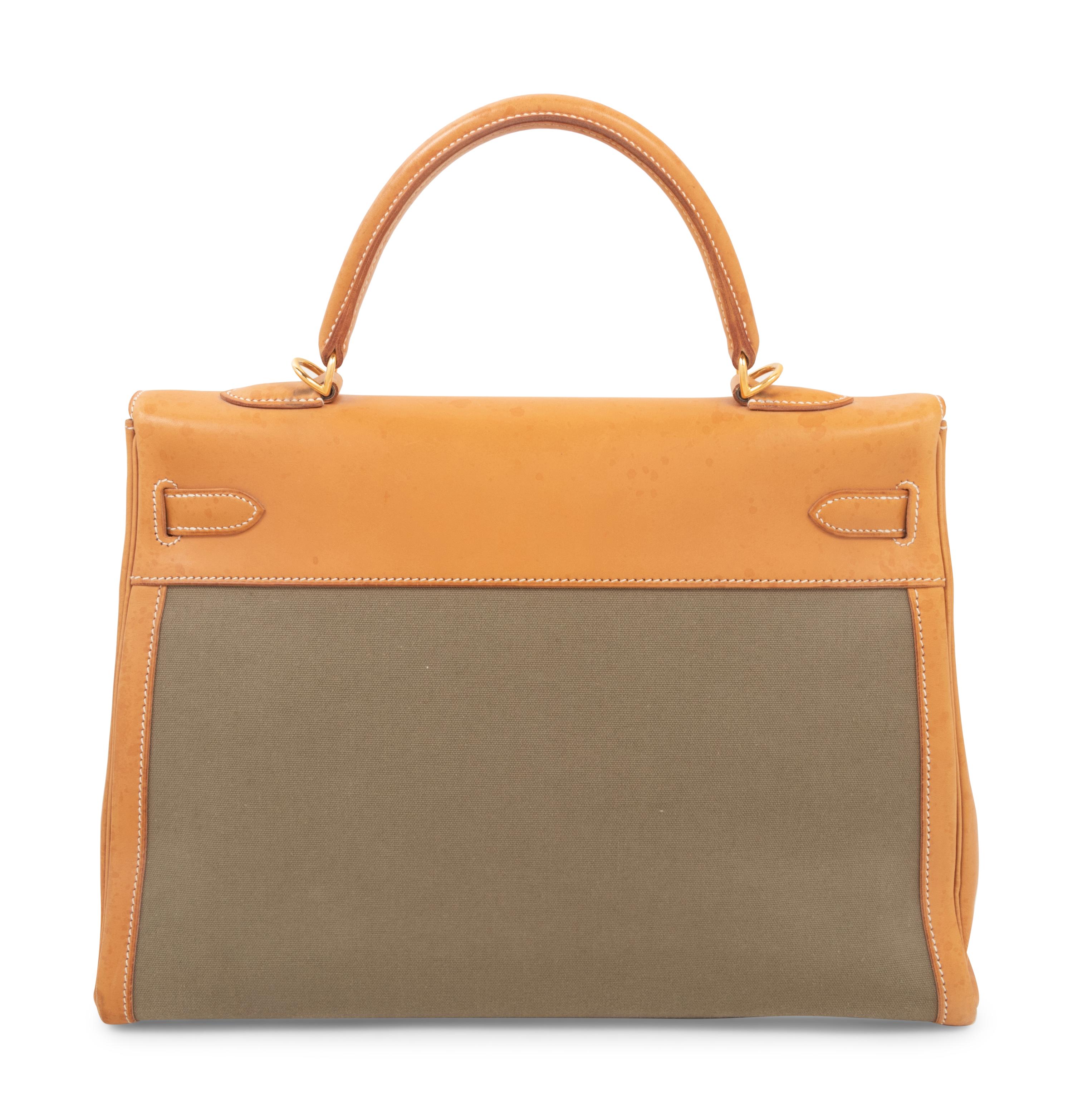 Hermès Leather and Canvas 35cm Kelly Bag, 2007