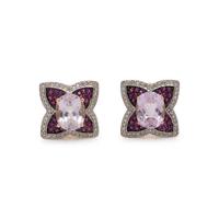 KUNZITE, DIAMOND AND PINK SAPPHIRE EARCLIPS