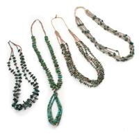 Pueblo Multi-Strand Necklaces, with Turquoise Nuggets and Heishi