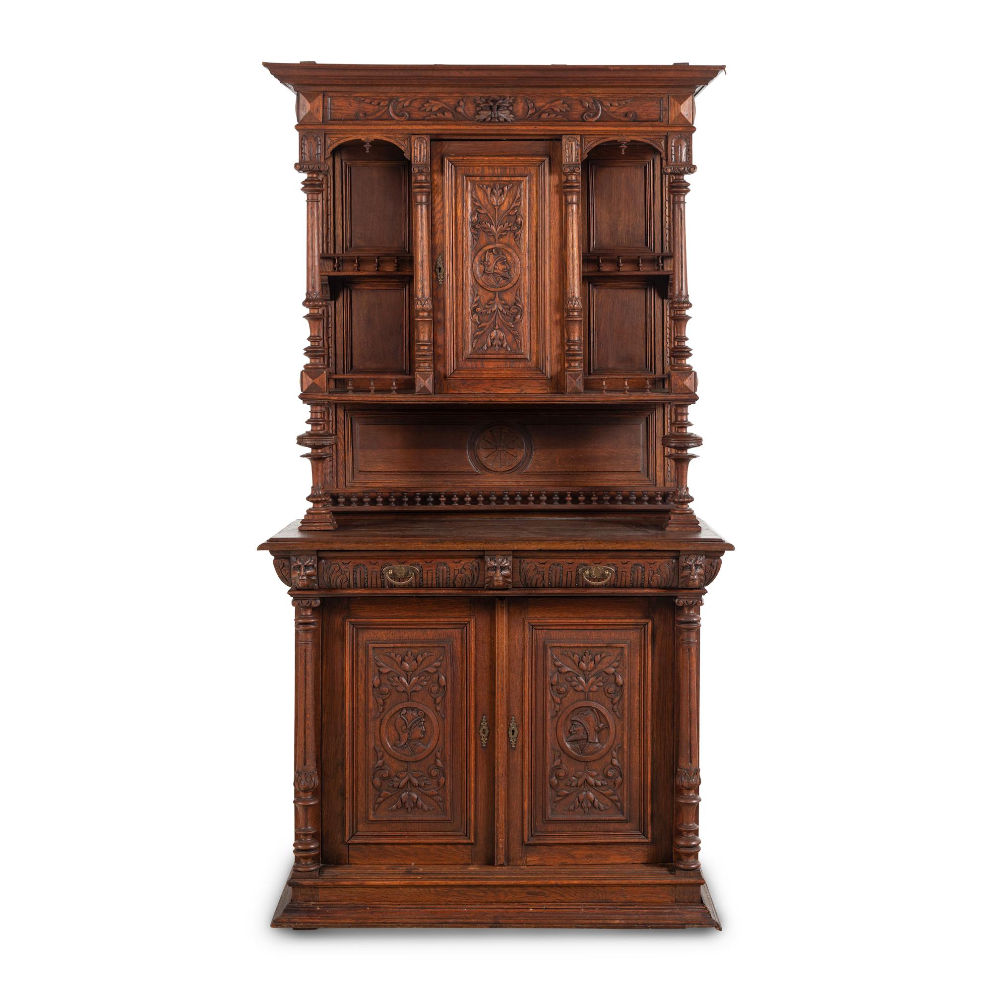 A French Neoclassical Carved Walnut Serving Cabinet