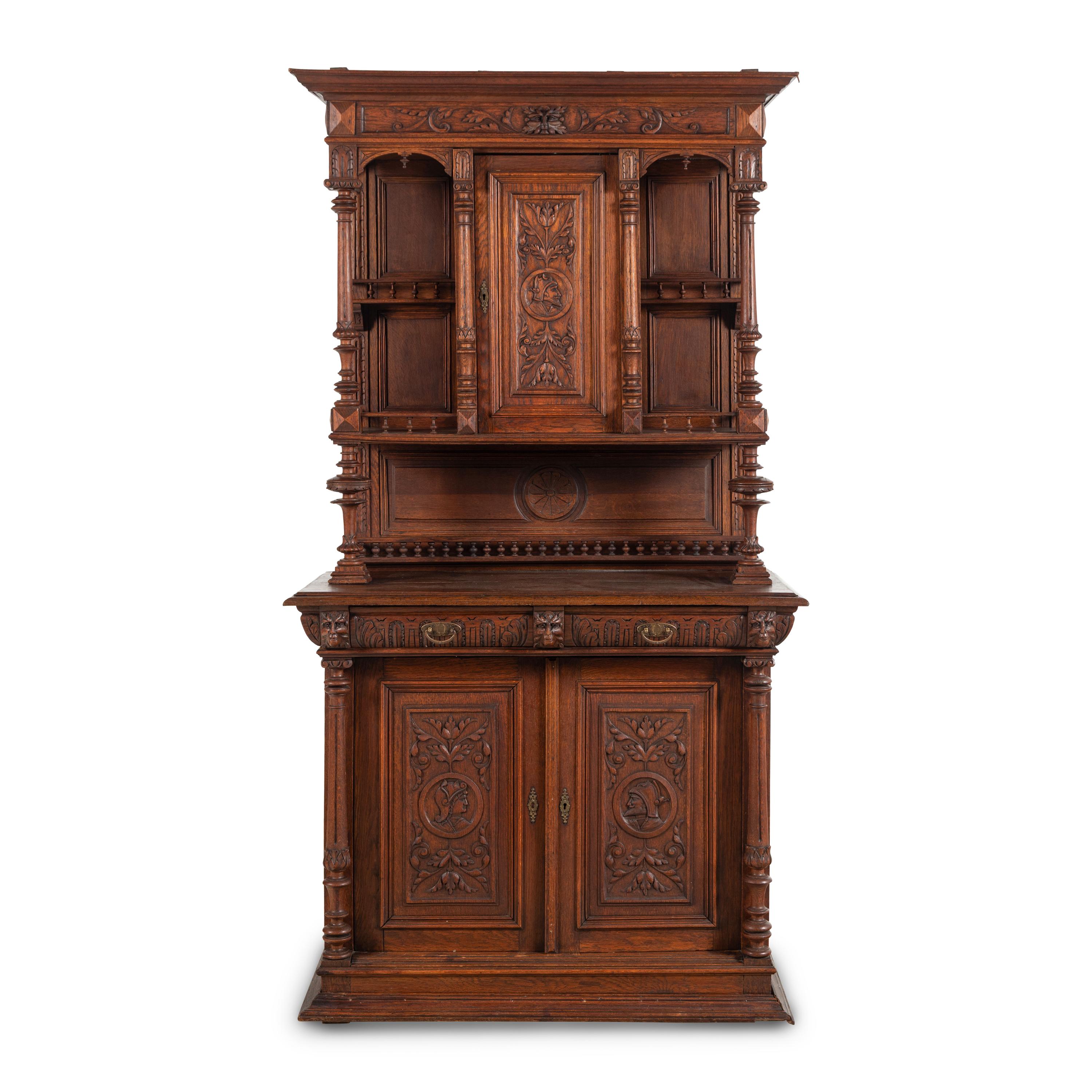 A French Neoclassical Carved Walnut Serving Cabinet