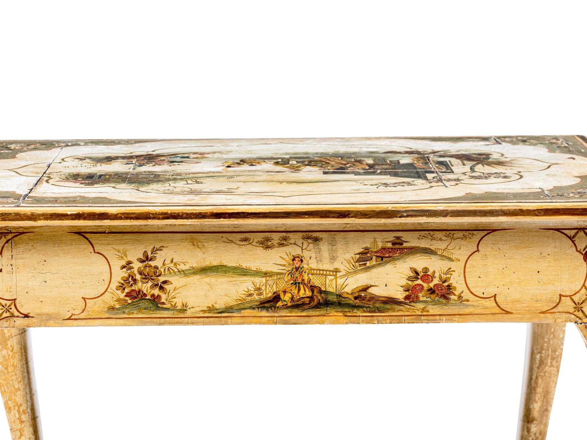 A Continental Polychrome Painted Side Table