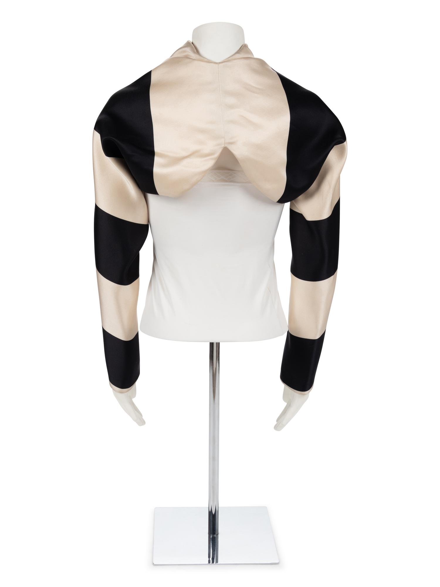 Geoffrey Beene Black and White Striped Bolero, 1990s