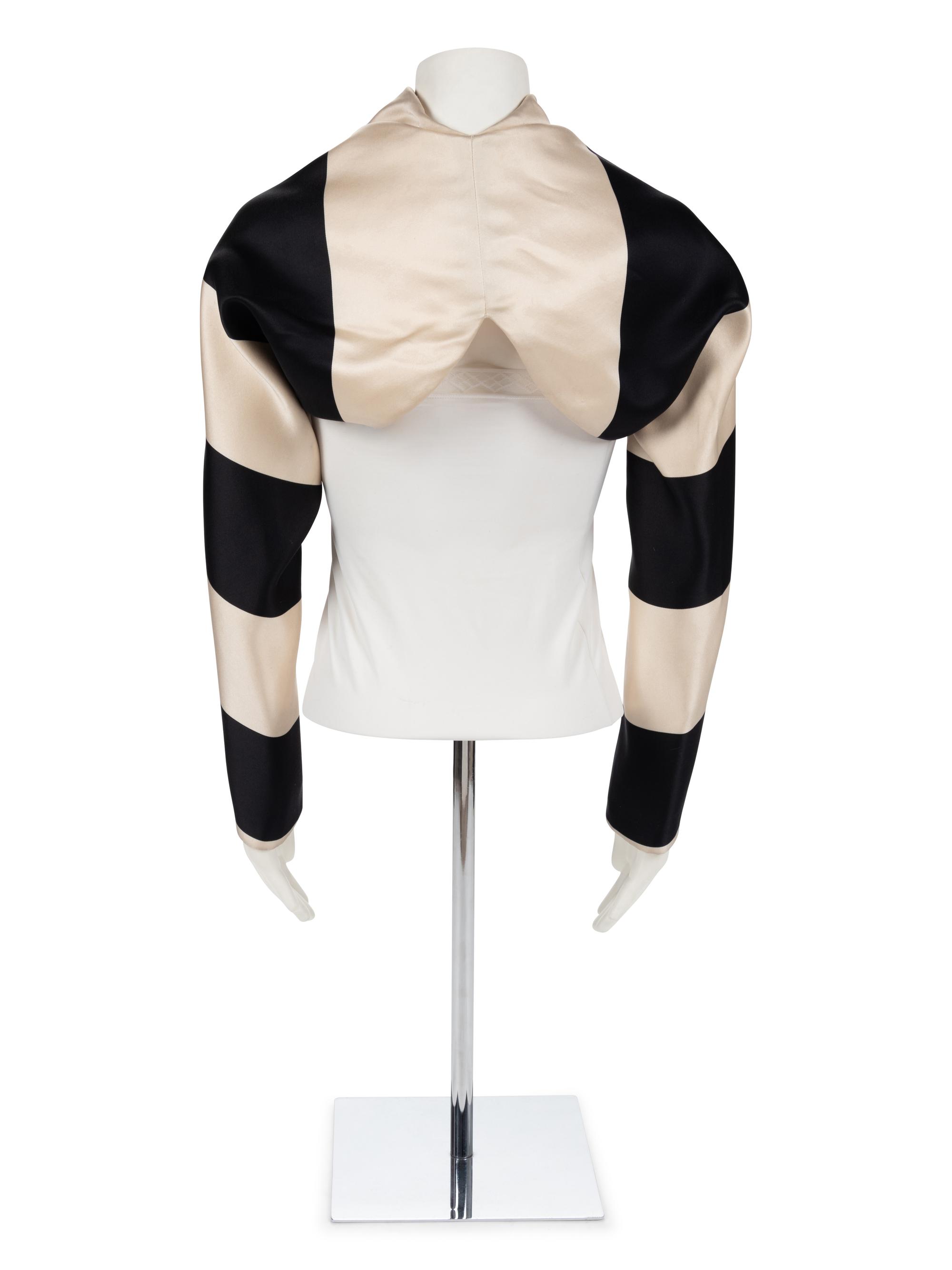 Geoffrey Beene Black and White Striped Bolero, 1990s