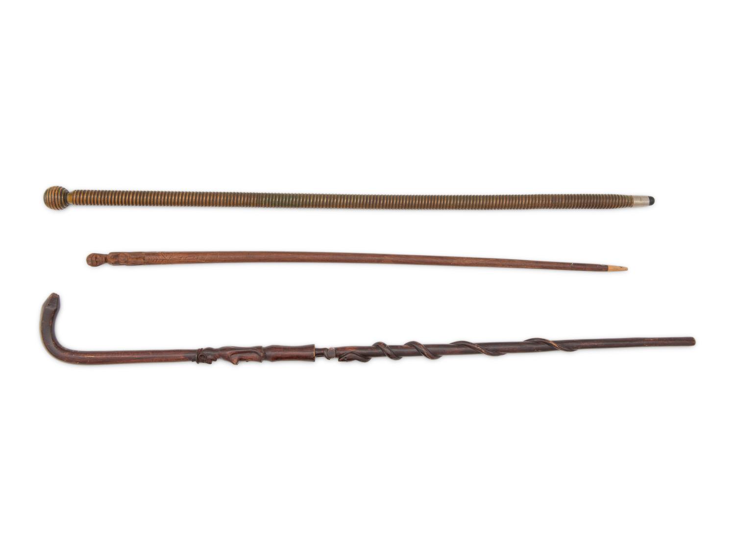 Three Carved Folk Art Canes