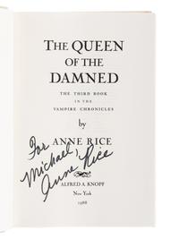 RICE, Anne (1941-2021). A group of 9 works from Rice’s The Vampire Chronicles series, MOST FIRST EDITION, ALL SIGNED OR INSCRIBED, comprising: