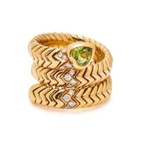 BULGARI, YELLOW GOLD, DIAMOND, AND PERIDOT 'SPIGA' RING
