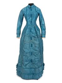 Striped Silk Taffeta Gown, 1880s