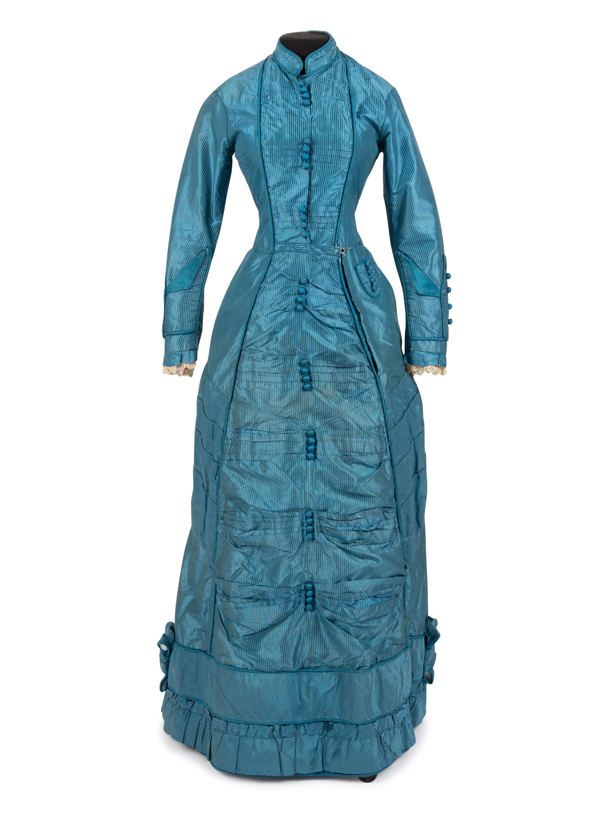 Striped Silk Taffeta Gown, 1880s