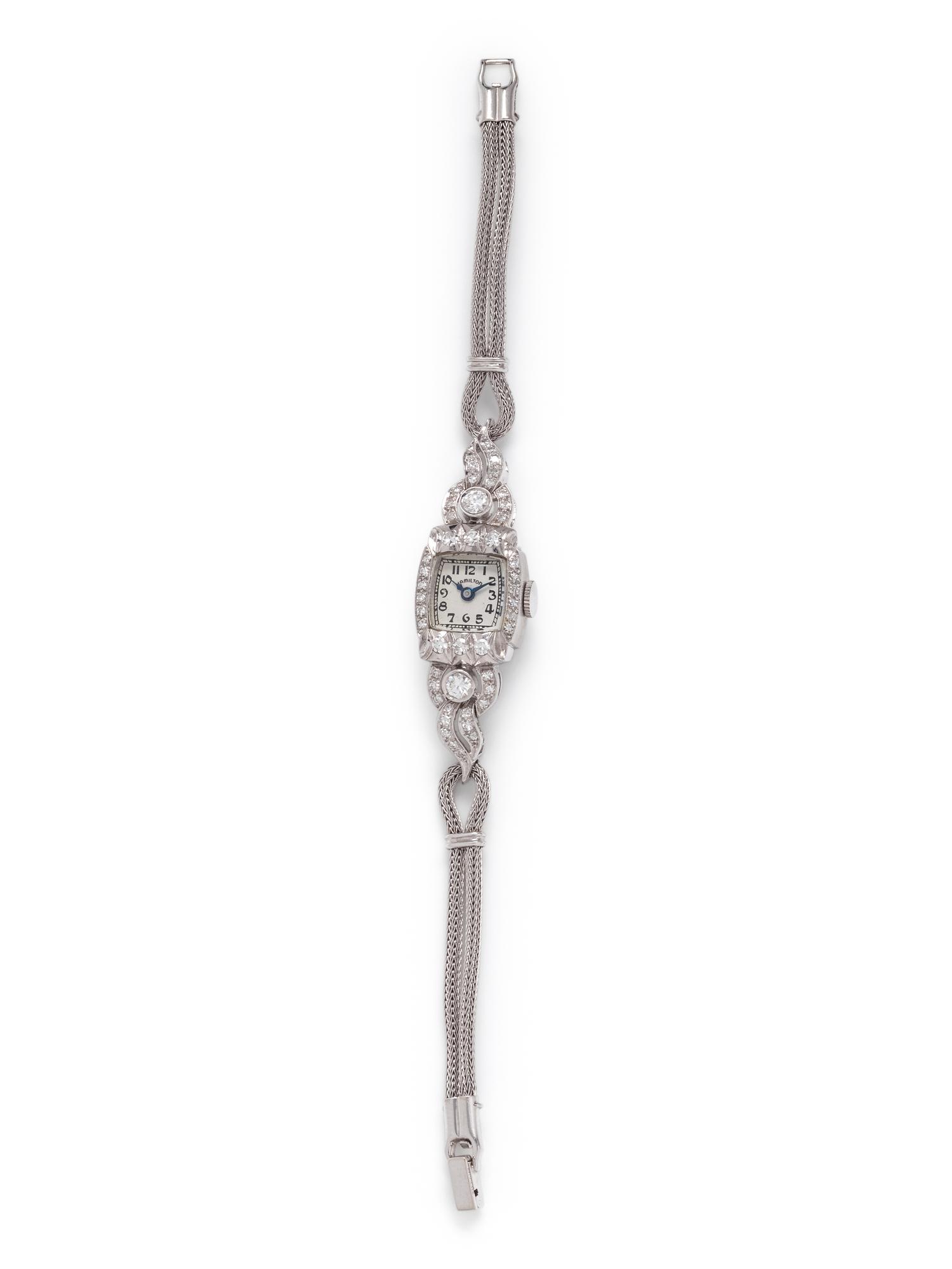 HAMILTON, PLATINUM, 14K WHITE GOLD AND DIAMOND WRISTWATCH