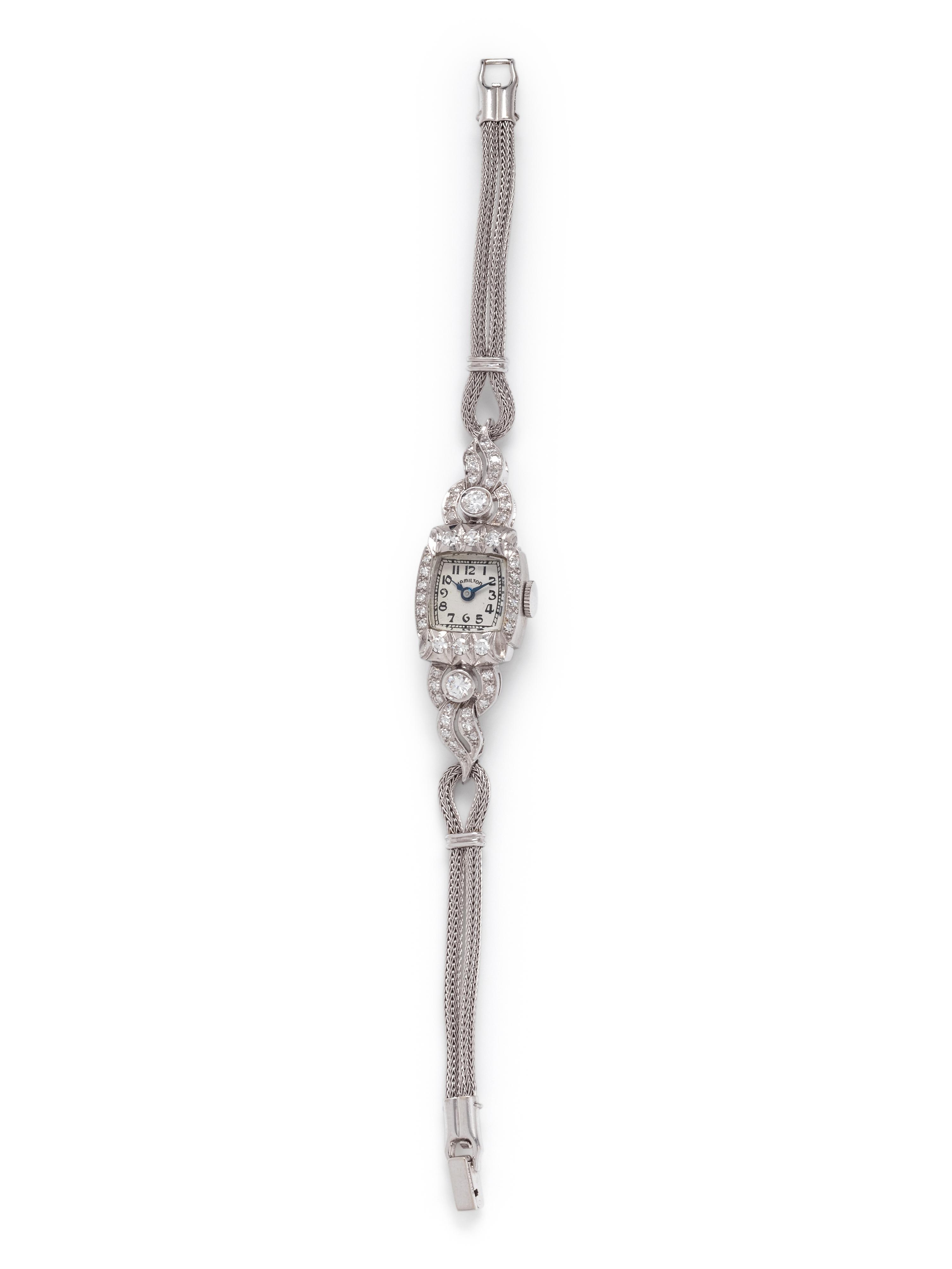 HAMILTON, PLATINUM, 14K WHITE GOLD AND DIAMOND WRISTWATCH