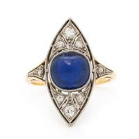 Art Deco, Burmese Sapphire and Diamond Ring