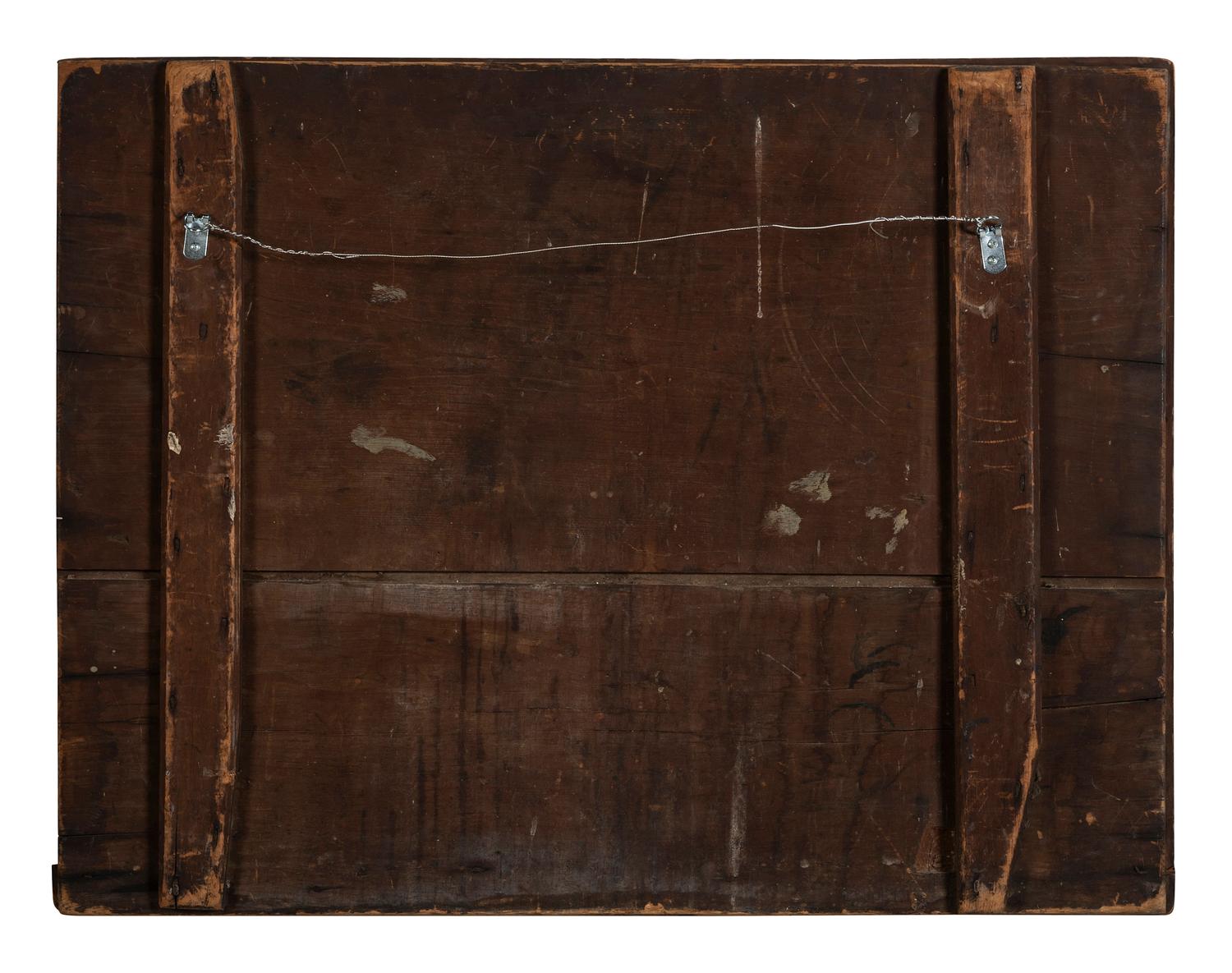A Rare Painted Pine Fireboard with Scene of a Country Estate