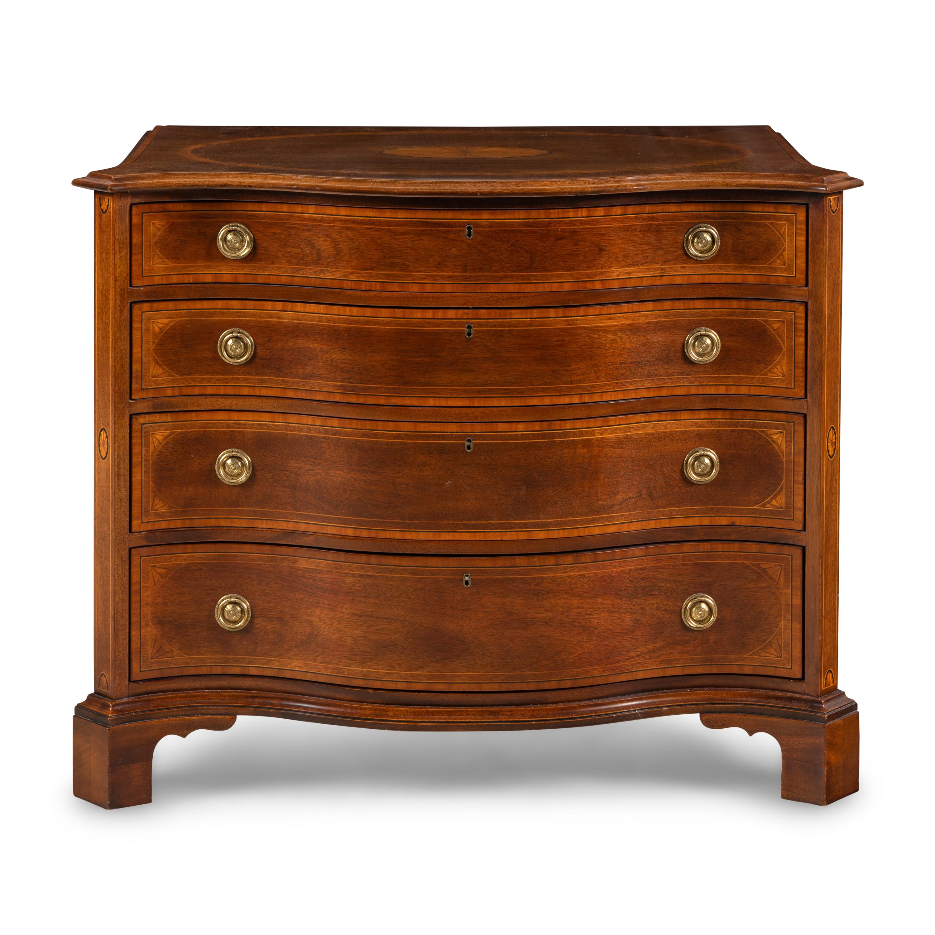A George III Style Mahogany and Satinwood Chest of Drawers