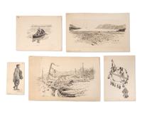 [Travel & Exploration] Spader, William Edgar. Collection of 62 Original Drawings Illustrating the Harriman Alaska Expedition