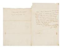 SAND, George (1804-1876). Autograph letter signed ("G. Sand"), in French, to Monsieur Brewster. N.p., n.d. ("Saturday").