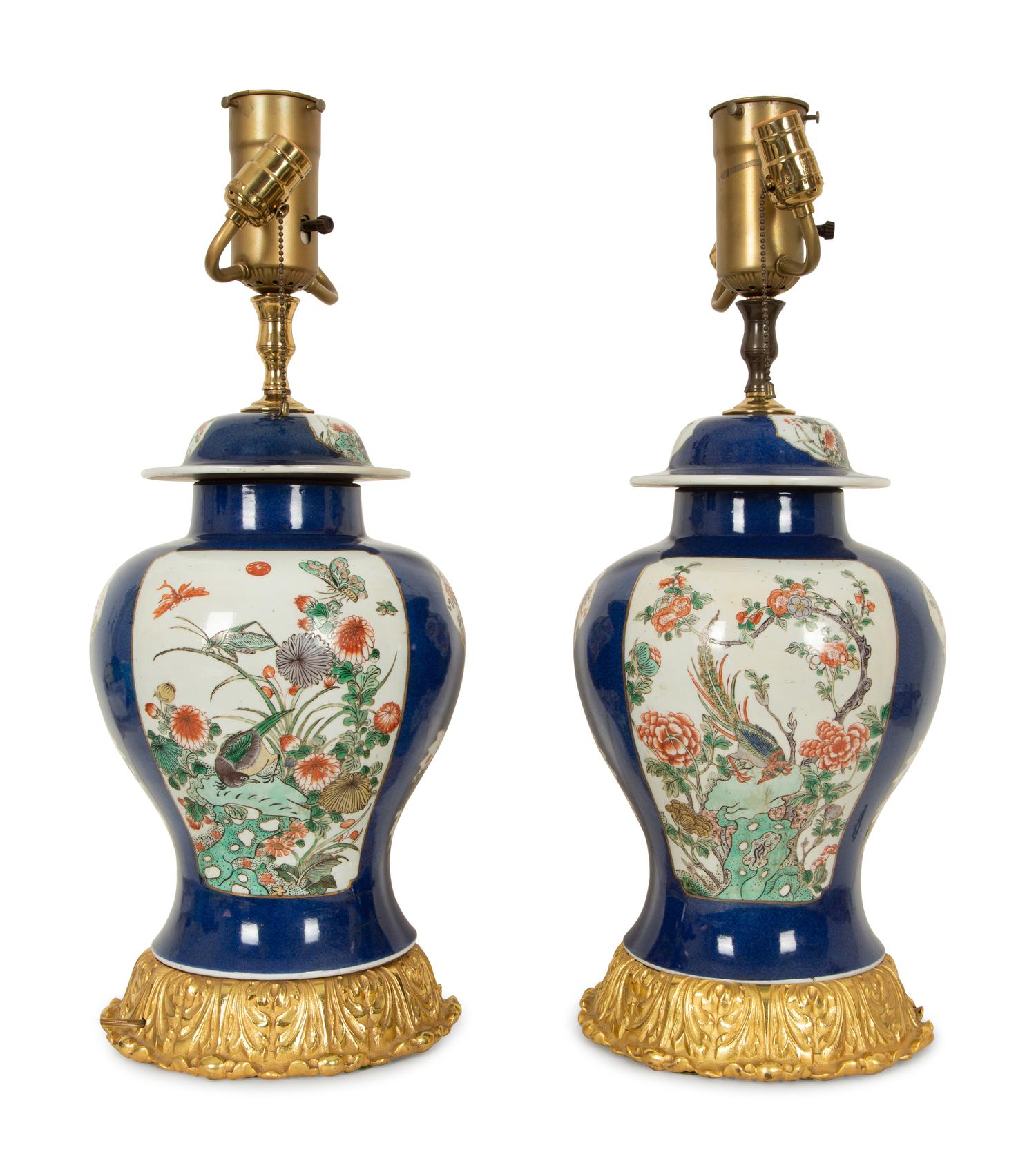 A Pair of Chinese Porcelain Covered Jars