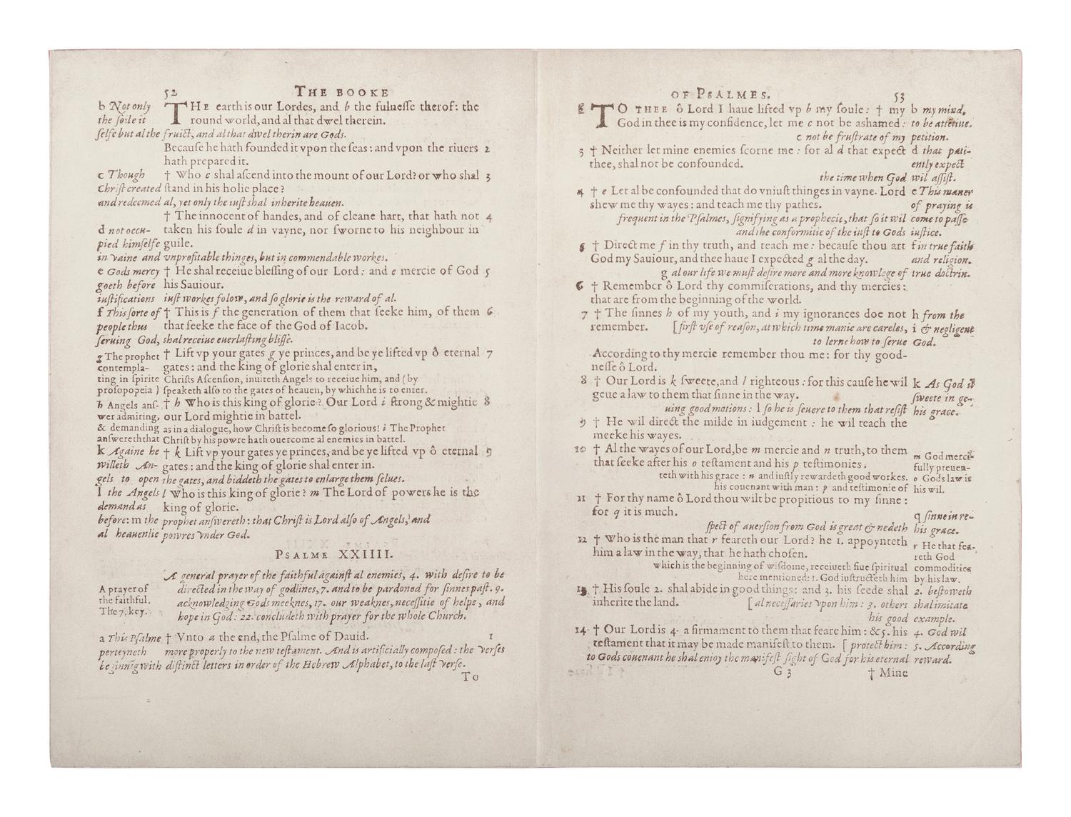 [BIBLE LEAVES - ENGLISH - 16TH AND 17TH CENTURIES]. A group of 8 Bible leaves in English, comprising:
