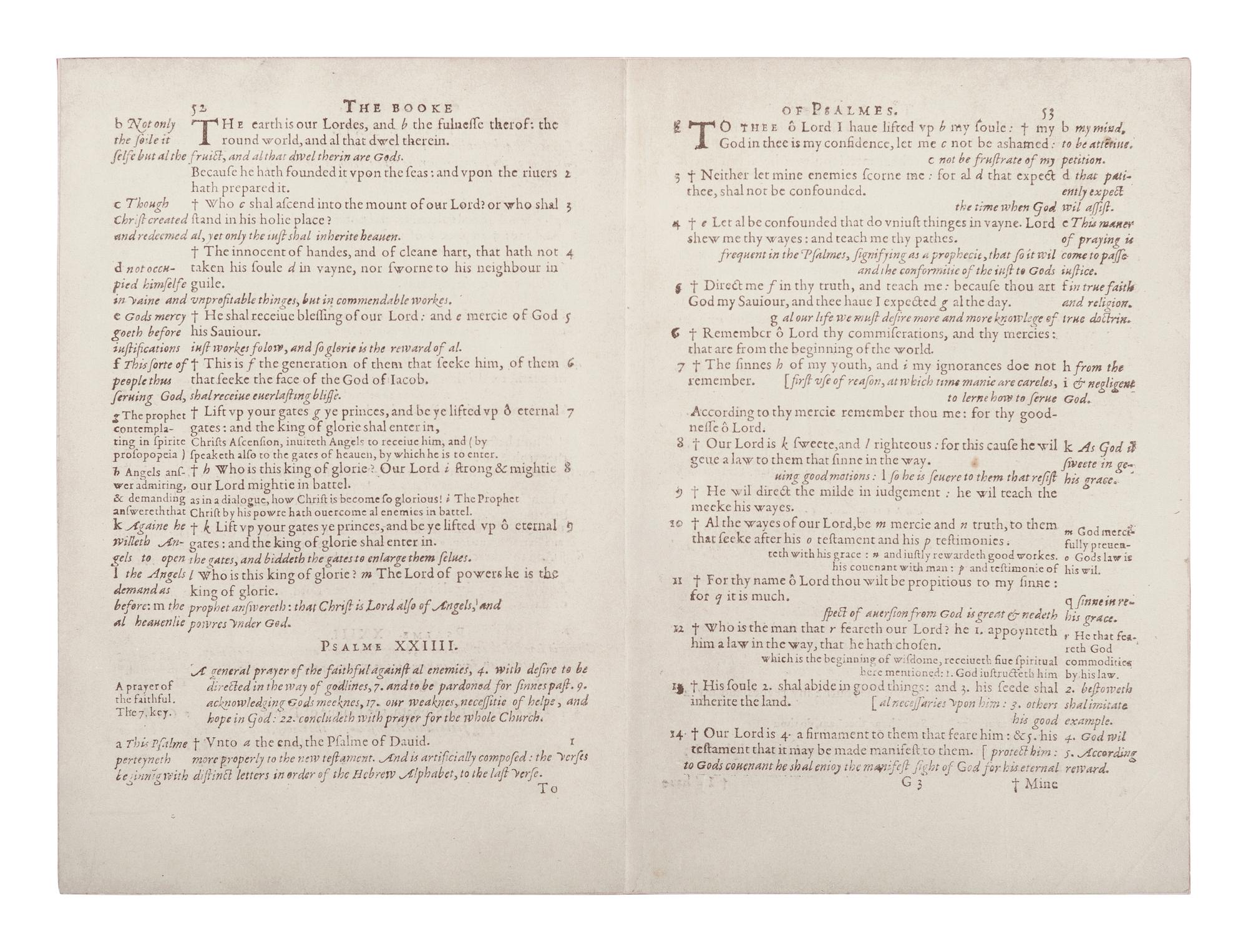 [BIBLE LEAVES - ENGLISH - 16TH AND 17TH CENTURIES]. A group of 8 Bible leaves in English, comprising: