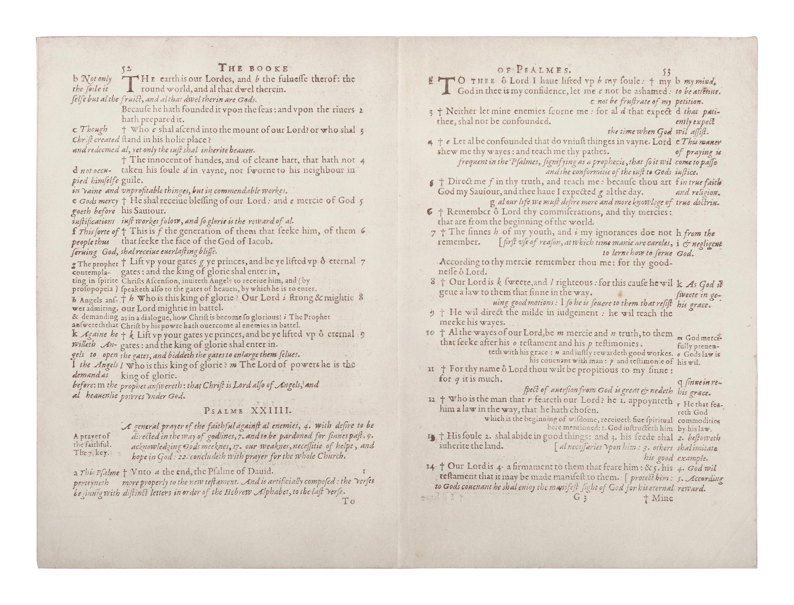 [BIBLE LEAVES - ENGLISH - 16TH AND 17TH CENTURIES]. A group of 8 Bible leaves in English, comprising: