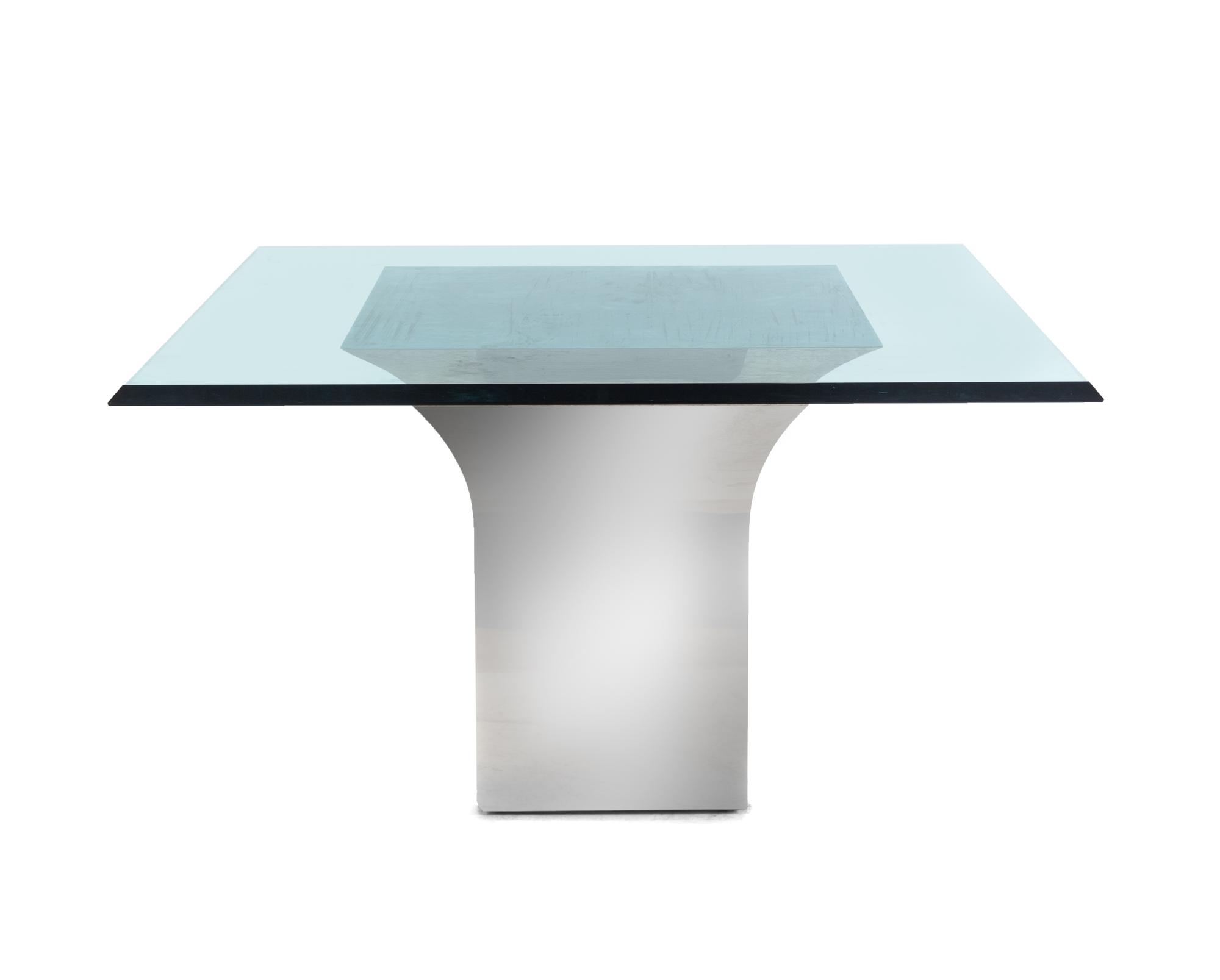 A Custom J. Robert Scott Steel and Beveled Glass Sculpture Dining Table