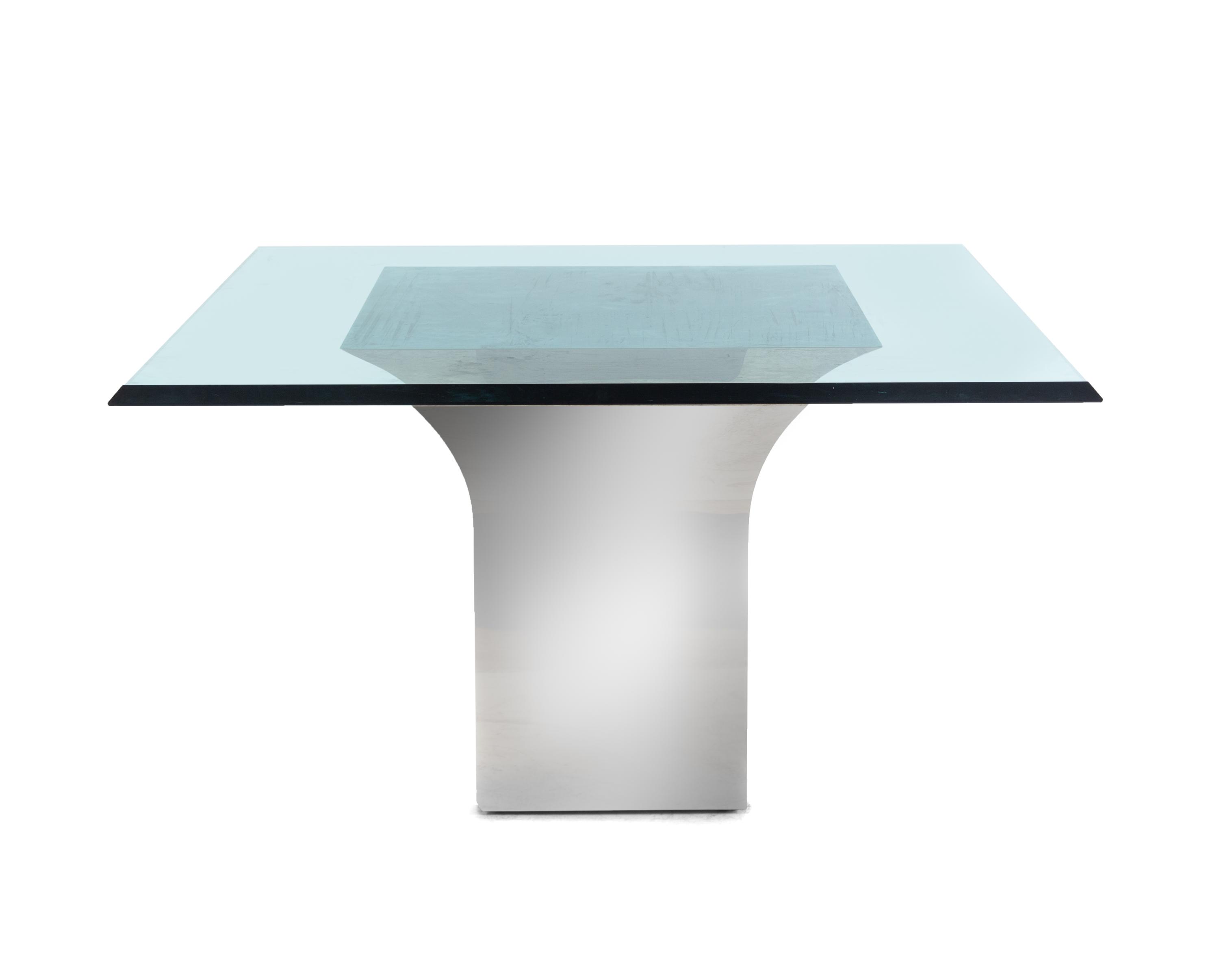 A Custom J. Robert Scott Steel and Beveled Glass Sculpture Dining Table