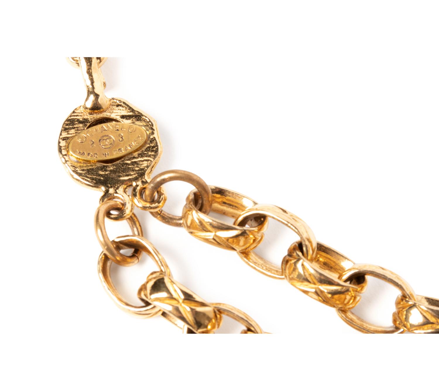 Chanel Chain Link Necklace with Glass Flower, c1985