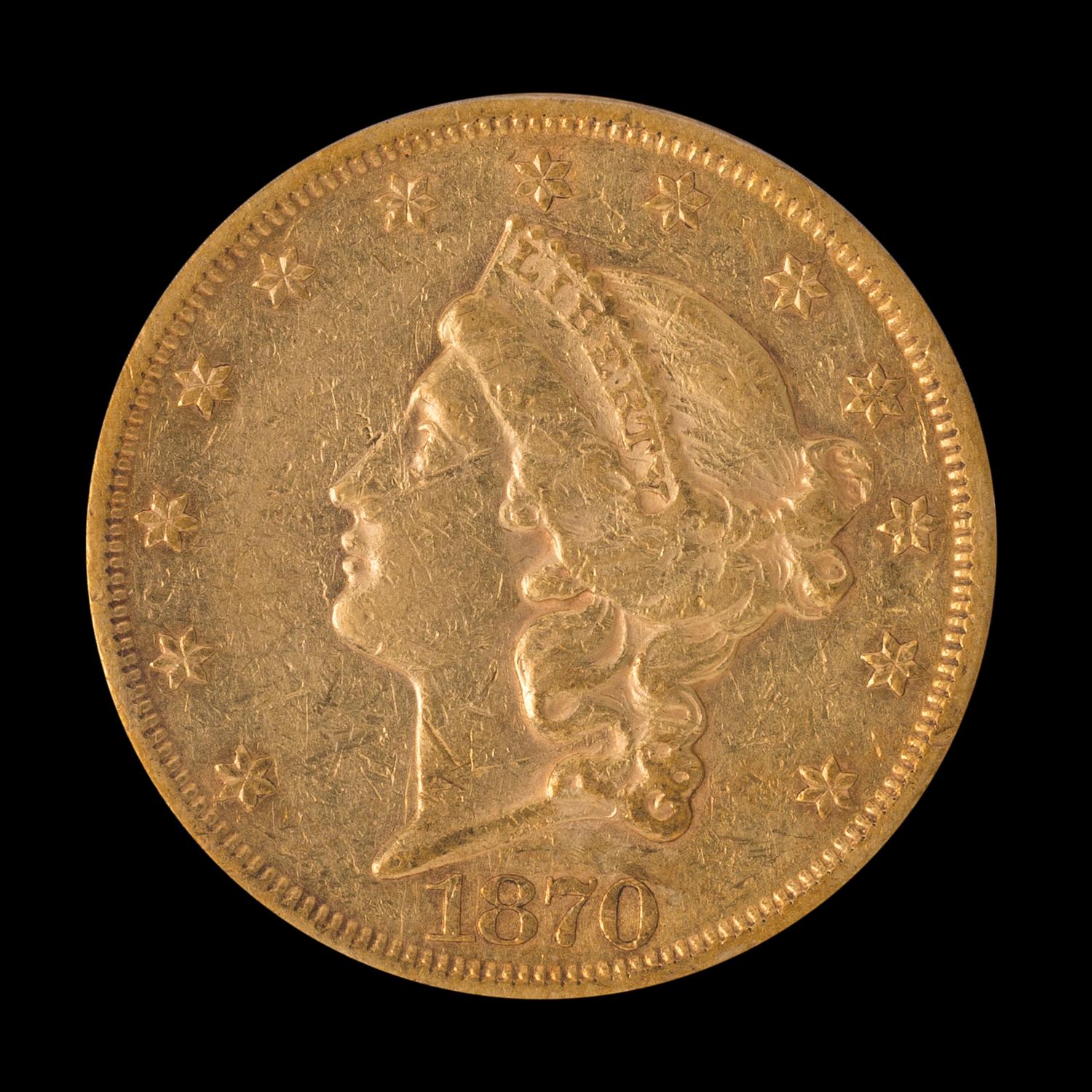 A United States 1870 Liberty Head $20 Gold Coin