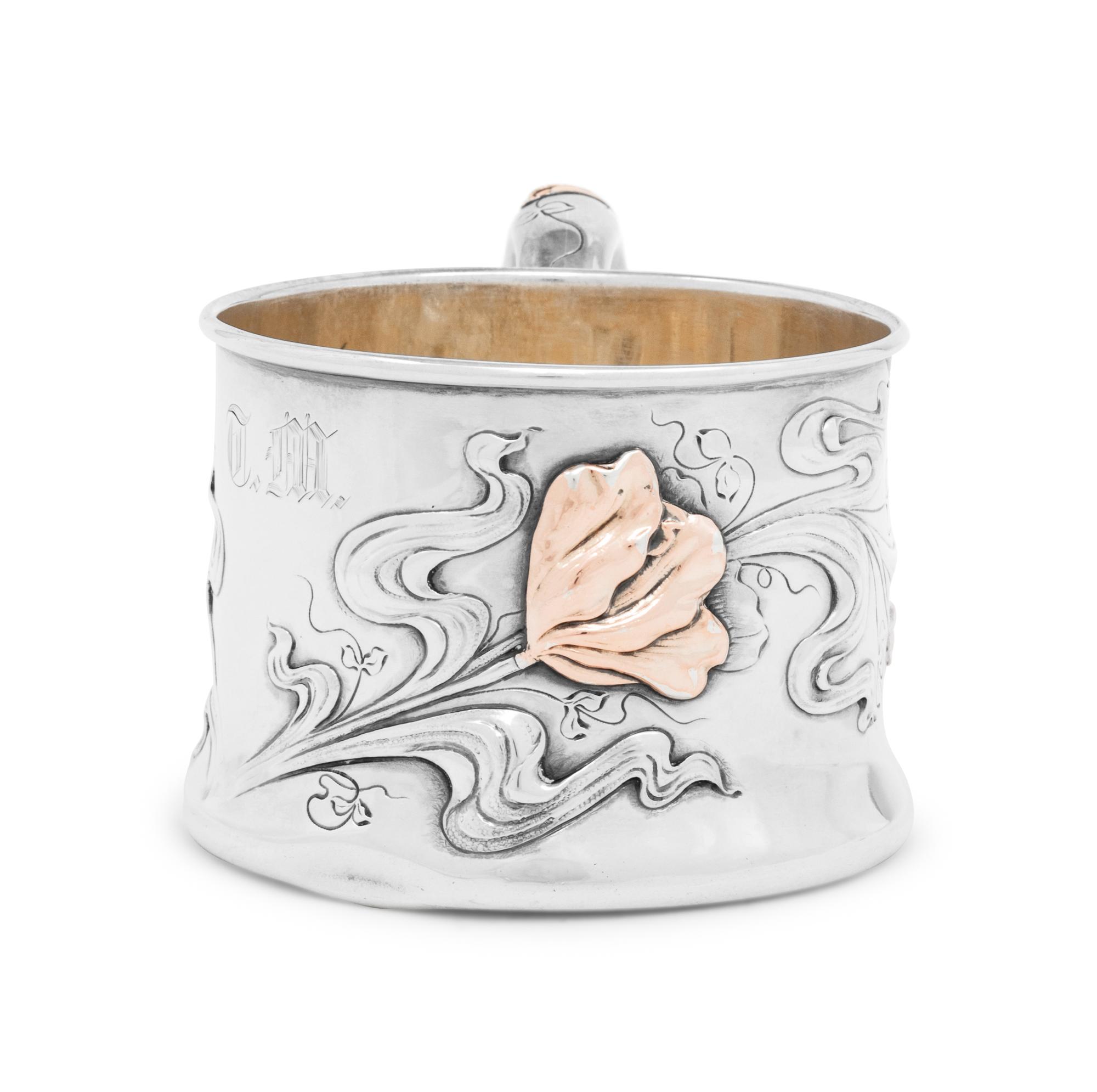 An American Silver and Mixed Metal Mug